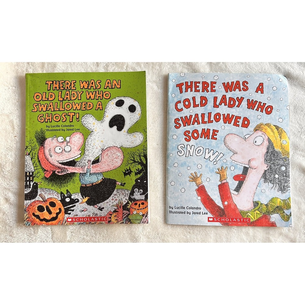 Scholastic Old Lady Who Swallowed a Ghost & Cold Lady Swallowed Some Snow Books
